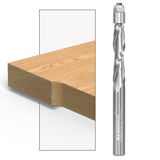YONICO Solid Carbide Flush Trim Router Bit Spiral 1/4-Inch Up-Cut 1/4-Inch Shank 14121