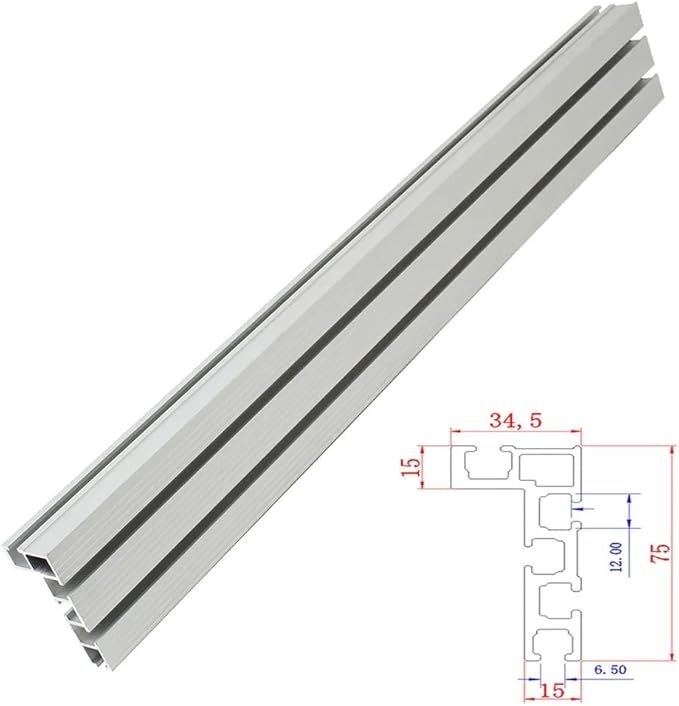 75 Type Table Saw Fence, Aluminum Miter Fence, Miter Gauge Fence, Multi T-Track Fence for Woodworking (Sliver)