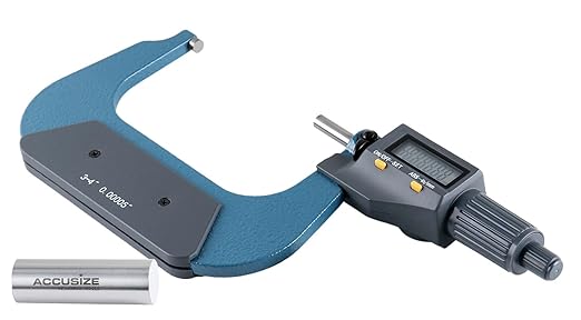 Accusize Industrial Tools 3-4''/75-100 mm by 0.00005''/0.001 mm 2 Key Electronic Digital Outside Micrometer, mm/Inch, Metric/Imperial, Md71-0004