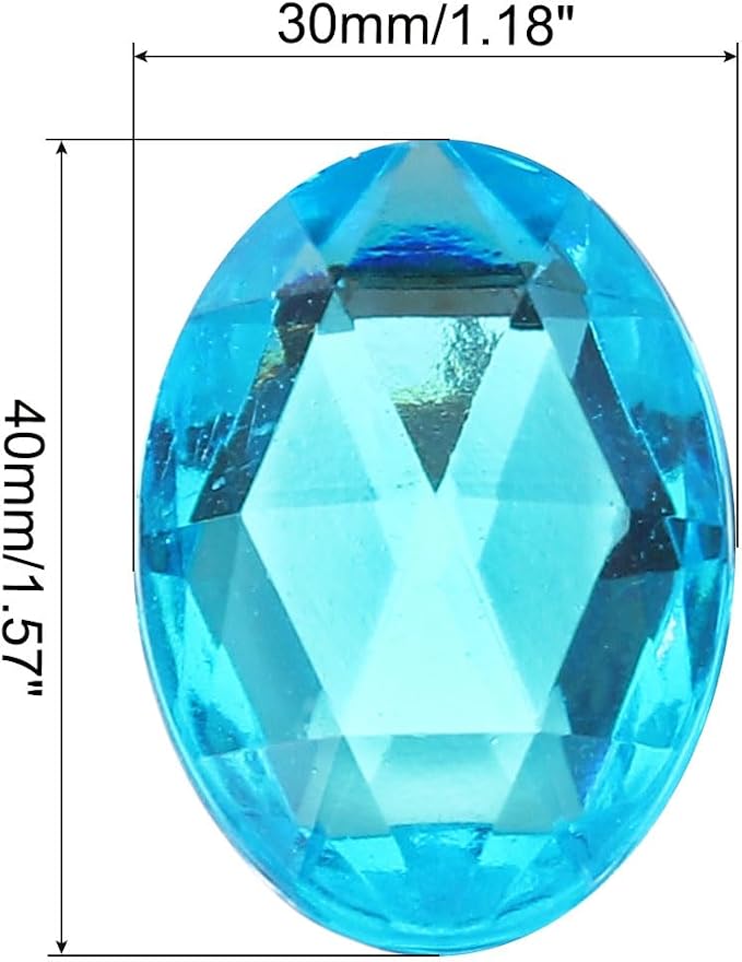 MECCANIXITY 10Pcs Acrylic Oval Gems 30x40 mm Flat Back Artificial Rhinestones - Image 2