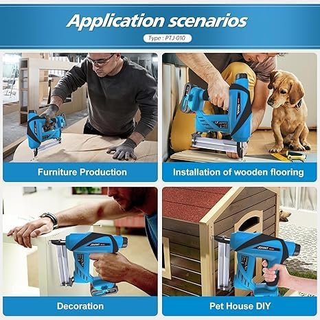 Nail Gun Battery Powered, Cordless Nail Gun with 2 * 2.0Ah Li-ion Battery, 20V 2 in 1 Electric Nail Gun with Staple Remover, Battery Nail Gun for Upholstery, Small Projects and Woodworking