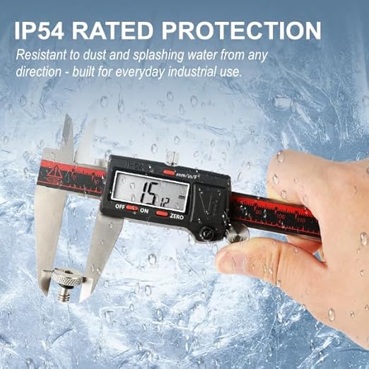 VINCA IP54 Grade Digital Caliper, DCLA-1205 12 Inch/300mm, Inch/Millimeter/Fraction Conversion, Stainless Steel, Large LCD Screen