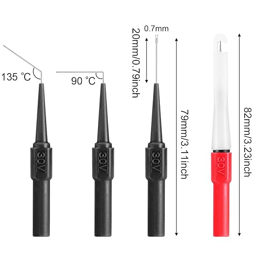 Back Probe Wire Piercing Probe Power Probe Pins kit for Multimeter Test Leads, 8PCS 0.7mm Insulation Wire Piercing Probes & Back Probe, with 4mm Banana Jack for Car Repairing Diagnostic