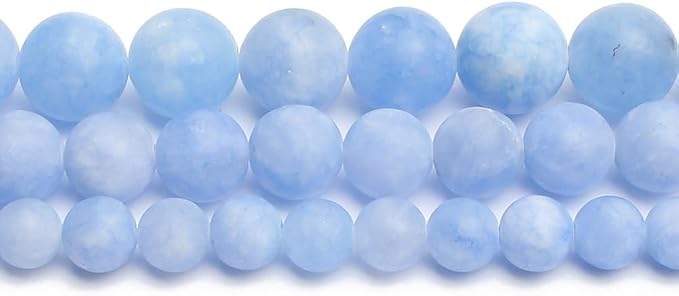 36pcs Natural Matte Light Blue Gemstone Beads，10mm Frosted Round Loose Stone - Image 7