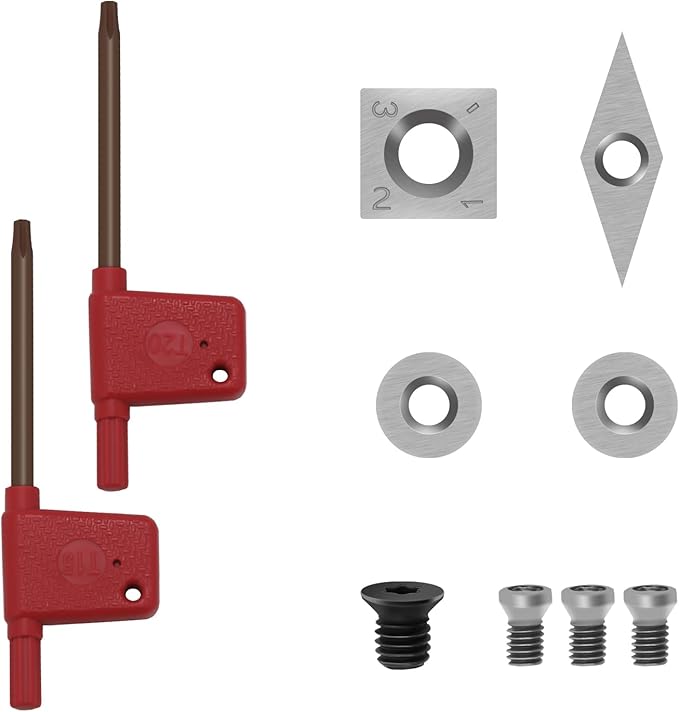 4-Pieces Carbide Tipped Woodturning Tools Lathe Chisel Set with Stainless Steel Blade, Wooden Box