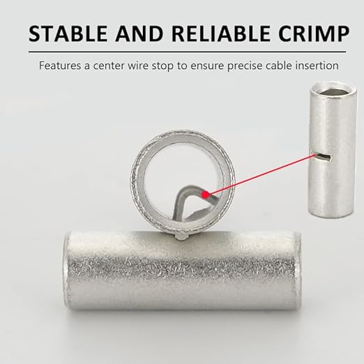 100 PCS Non-Insulated Butt Connectors Kit, AWG 16-14 Wire Ferrules, Electrical Wire Connectors Crimp Ferrule Terminals Kit-BN2