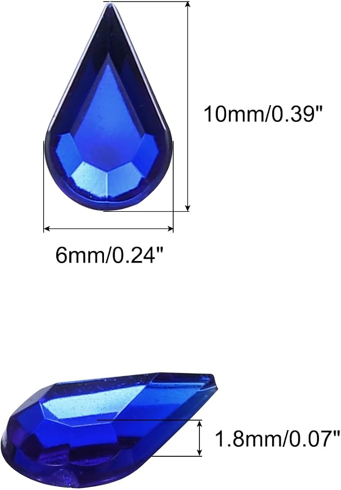 MECCANIXITY 50PCS Flat Back Acrylic Teardrop Gems 6x10mm Artificial Rhinestones - Image 2