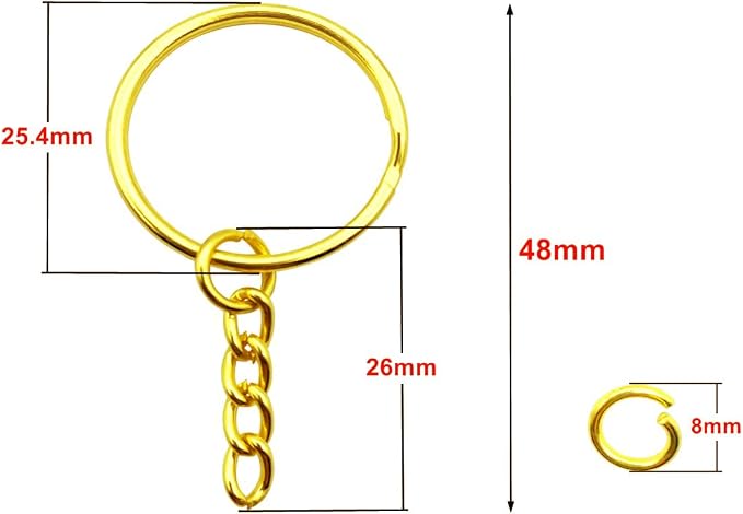 100Sets 1 inch Keychain Rings Golden Split Round Key Ring - Image 2