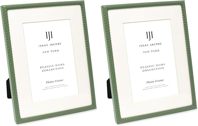 Isaac Jacobs 6x8 Green Metal Rope Border Picture Frame, Horizontal & Vertical by IsaacJacobs