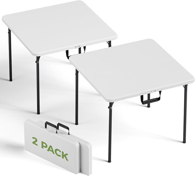 Folding Table 2 Pack, 36 Inch Square Foldable Card Tables, No Assembly Portable by FoldingFurniture