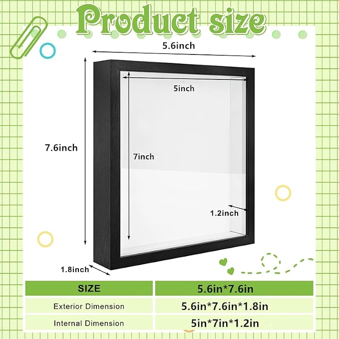 4 Pack 5 x 7in Shadow Box Frame, Shadow Boxes Display Cases - Image 2