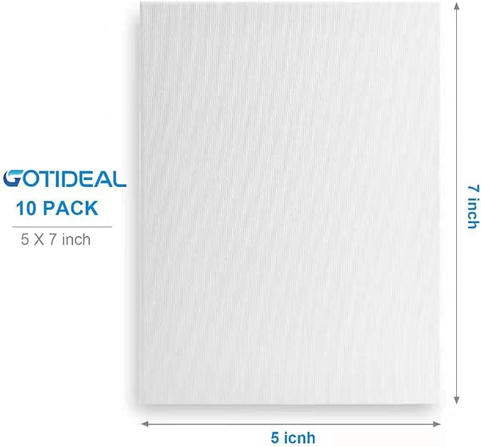 GOTIDEAL Stretched Canvas, 5x7 Inch Set of 10, Primed White - Image 2