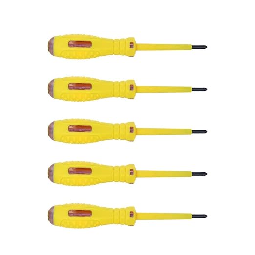Fielect 5pcs Circuit Tester, Voltage Tester Pen Screwdriver Electric Test Detector, Phillips Screwdriver Test Pencil 100-500V