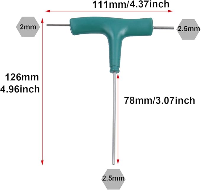 Antrader T-Handle Hex Key Wrench, 3-Way Allen Key Wrench Set Metric with Plastic Handle for Home Repair (2.5mm/2.5mm/2mm)