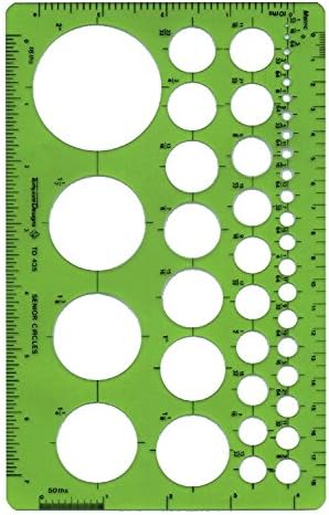 ALVIN, TD435, Senior Circle Guide Template, Drawing and Drafting Tool for Architects, Artists and Drafters - 42 Circles, 5 x 8 x .030 Inches