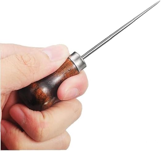 2Pcs Brown Scratch Awl Wooden Handle Pin Stamping Tool for Leather Craft Cloth Design Marking and Tracing Tools Sewing Tools, Sewing Notions and Supplies
