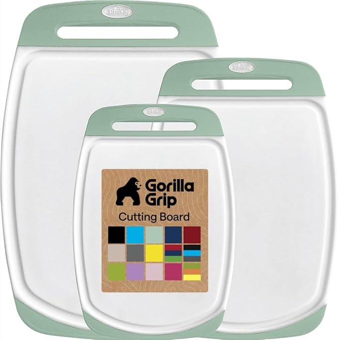 GORILLA GRIP BPA-Free Reversible Kitchen Cutting Board Set of 3, US Designed by Unknown