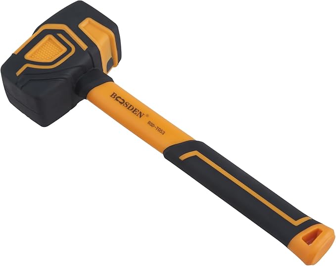 BOOSDEN Rubber Mallet, 20 oz Rubber Mallet Hammer, Rubber Hammer with Hook, Mallet Hammer with Solid Head & Ergonomic Grip Handle, Soft Face Hammer, No Damage for Flooring, Woodworking and Camping