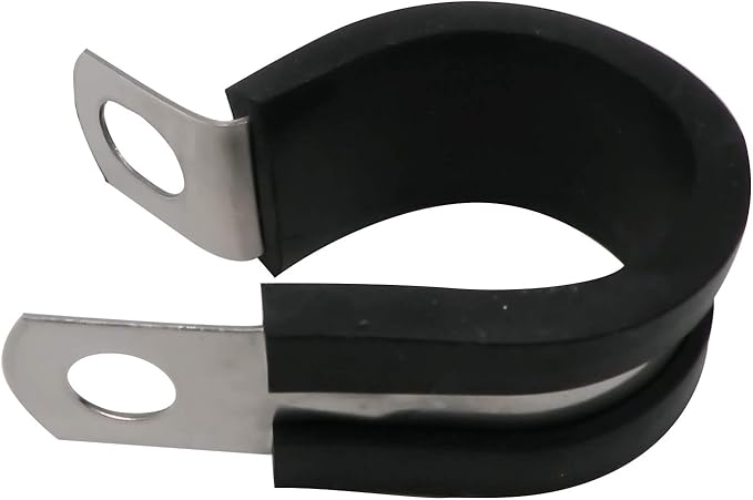 1/4" Cable Clamp Stainless Steel Rubber Cushioned Insulated Metal Clamp, Tube Holder for Tube, Pipe or Wire Cord Installation (12 Pack)