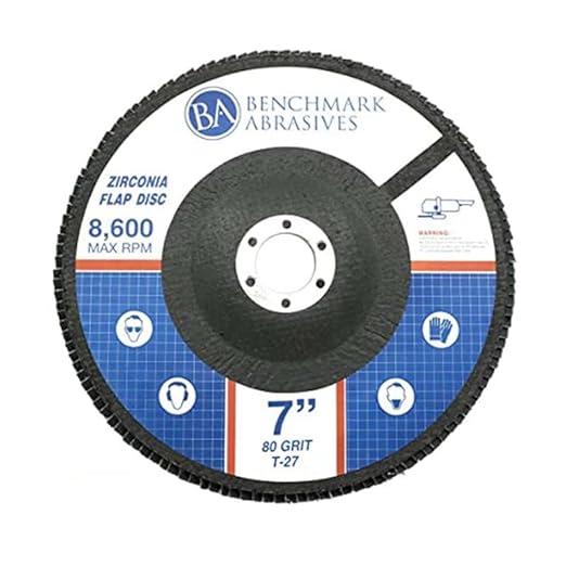 Benchmark Abrasives 7" x 7/8" Premium High Density Jumbo Zirconia Type 27 Flap Discs for Angle Grinder, 7 Inch Sanding Discs, Finishing, Deburring, Rust Removal - Grinding Wheels - (10 Pack) 80 Grit