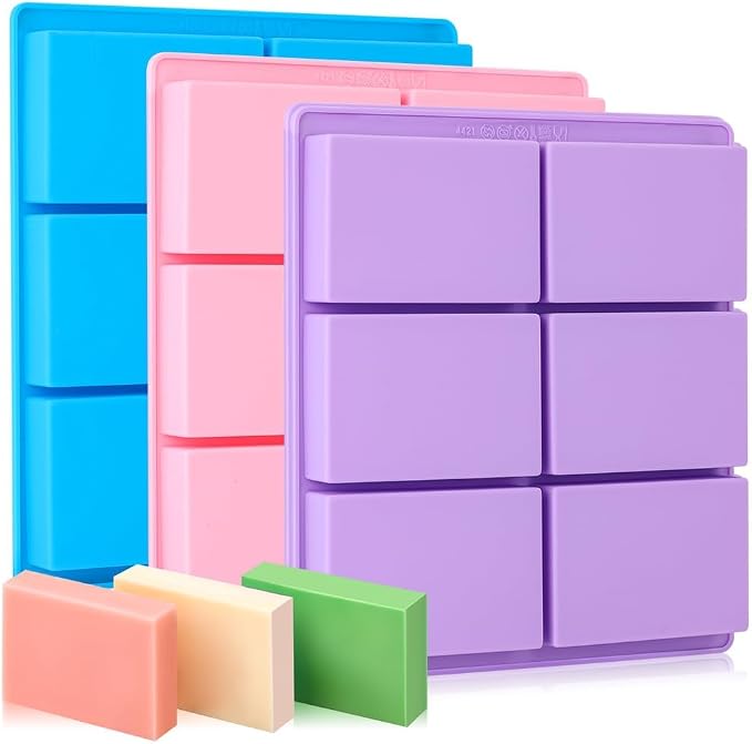 SJ Silicone Soap Molds 3 Packs, Rectangle Soap Molds by SJ