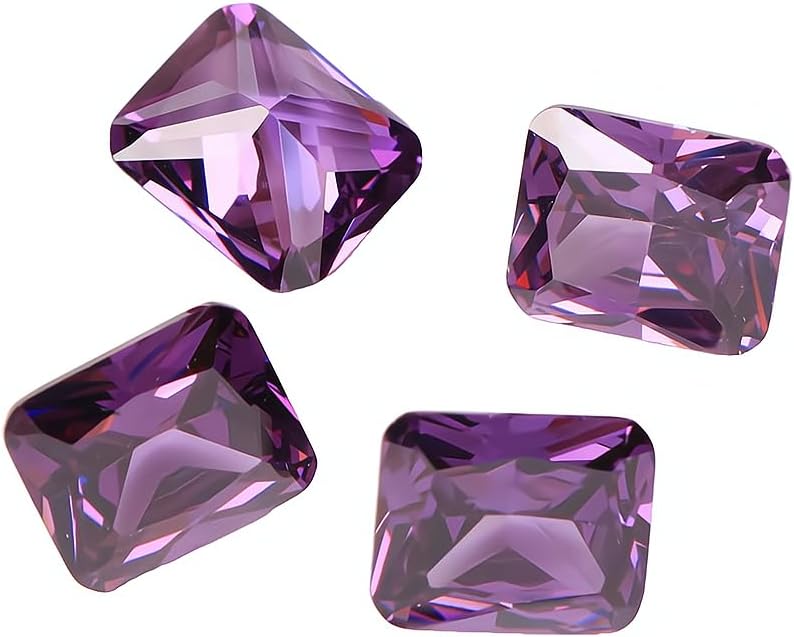 4Pcs Rectangle Shape Cut Sri-Lanka Purple Sapphire Rectangle Cut Gemstone 10 x by Opexicos