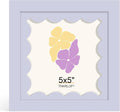 5x5 Picture Frame with Wavy Mat, Wooden Real Glass 5 x 5 Photo Frame by THKRLOF