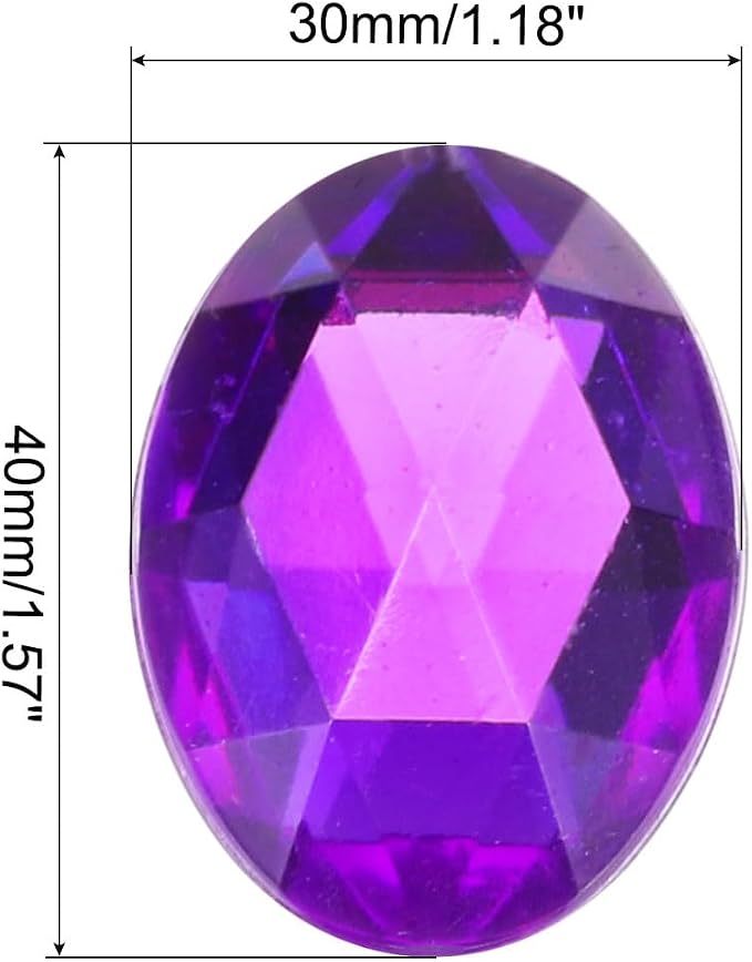MECCANIXITY 10Pcs Acrylic Oval Gems 30x40 mm Flat Back Artificial Rhinestones - Image 2