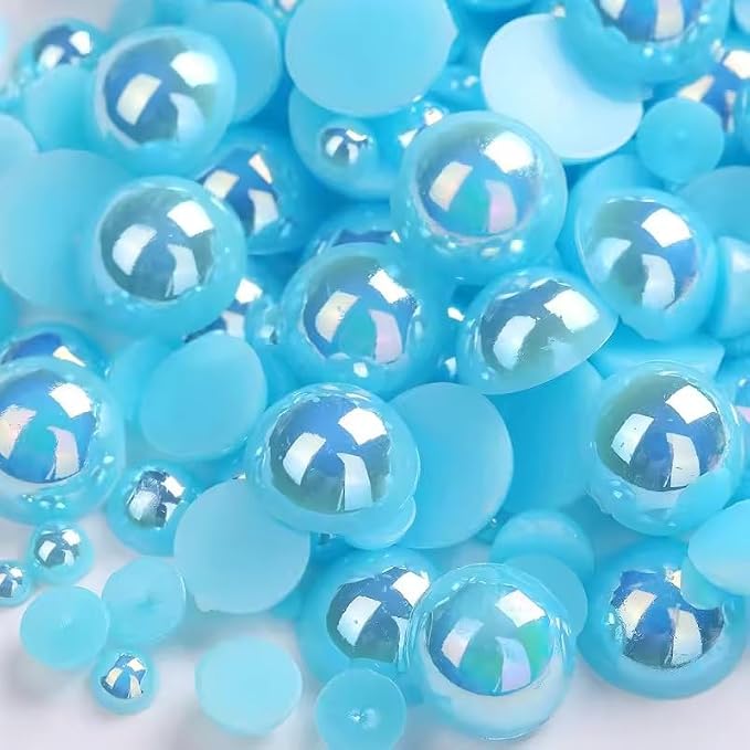 1000PCS Mixed Sizes 3/4/5/6/8/10mm Flatback Half Round Pearls Gems by Unknown