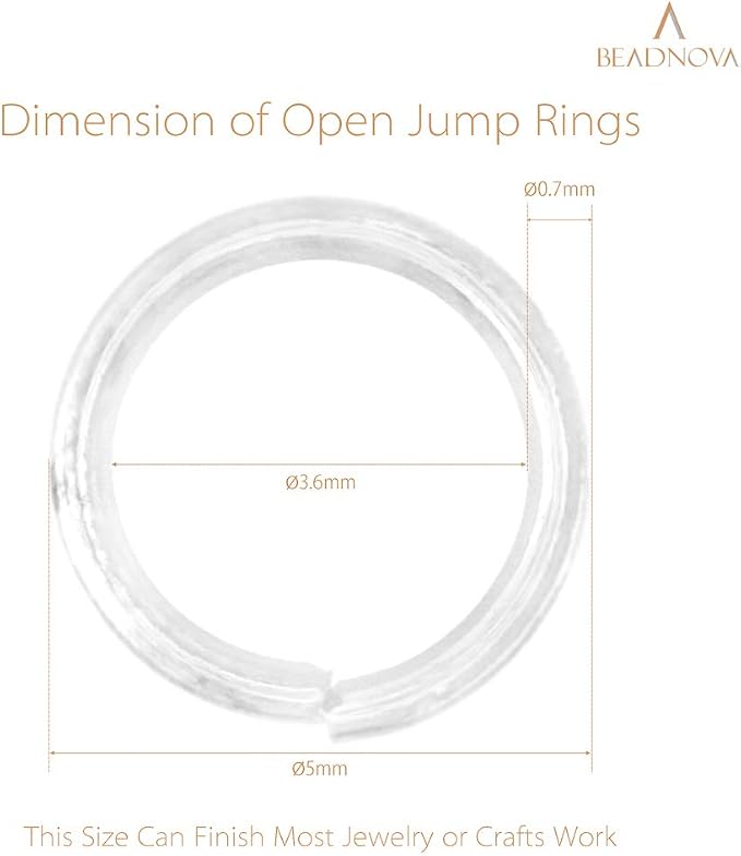 BEADNOVA 5mm Jump Rings for Jewelry Making Silver Open Jump Rings for Earrings - Image 3