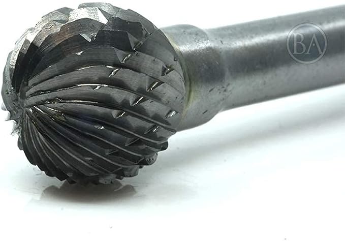 Benchmark Abrasives 6” Ball Shape Double Cut Tungsten Carbide Die Grinder Bits Metal Deburring Tool Rotary Burr, 1/4 Inch Shaft, Engraving Tool for Woodworking Shaping Carving (SD-5)