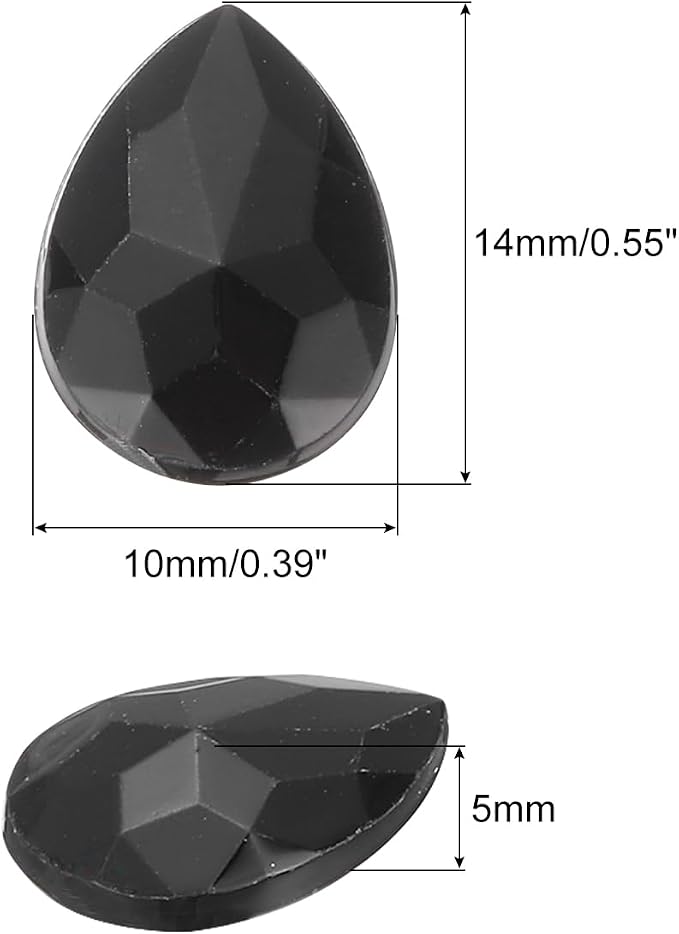 MECCANIXITY 50PCS Flat Back Acrylic Teardrop Gems 10x14mm Artificial Rhinestones - Image 2