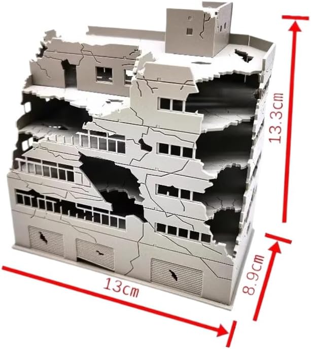 SiyphuNing N Scale 1/144 Large Size Wide 5.2inch Ruined Damaged Building After - Image 3