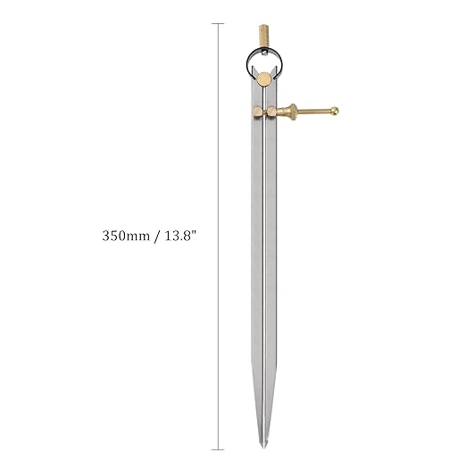 Spring Joint Caliper - [12 Inch] Carbon Steel Spring Divider Caliper with Brass Fulcrum for Metalworking Drawing Use, Flat Leg