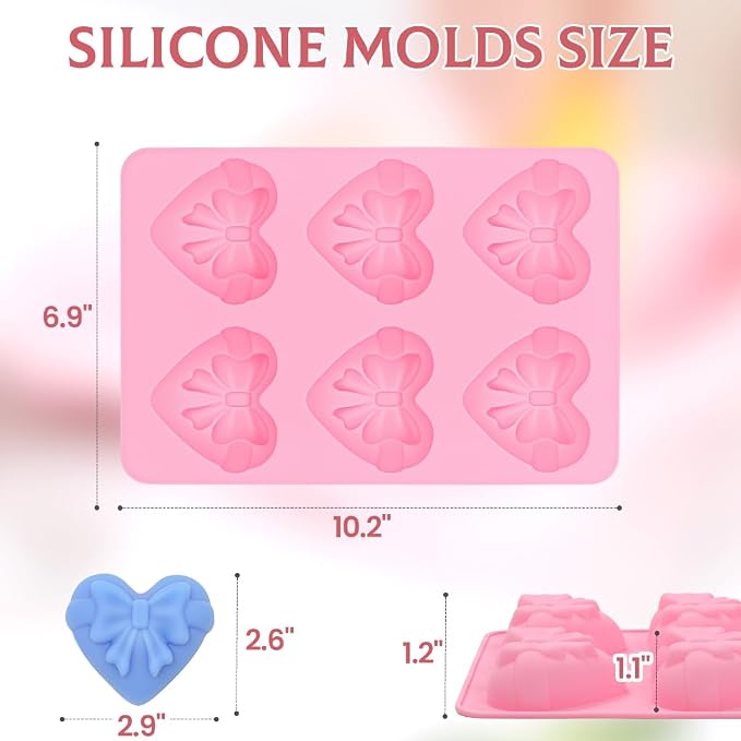 SJ Heart&Bow Shaped Silicone Mold 2 Packs, Soap Molds - Image 4