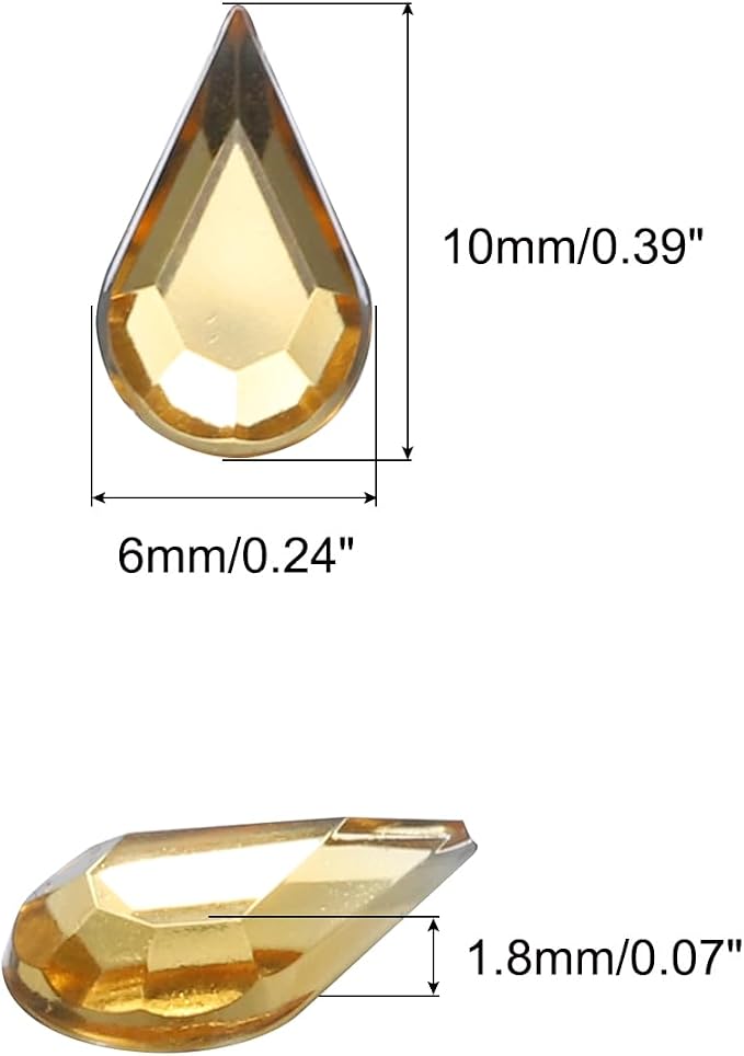 MECCANIXITY 50PCS Flat Back Acrylic Teardrop Gems 6x10mm Artificial Rhinestones - Image 2