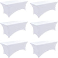 6-Pack 6ft White Spandex Table Covers by Unknown