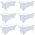 6-Pack 8ft White Spandex Table Covers by Unknown
