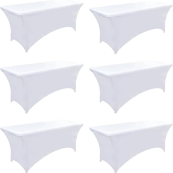 6-Pack 8ft White Spandex Table Covers by Unknown
