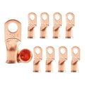 10Pcs 1/0 AWG 3/8" Stud Heavy Duty Copper Wire Lugs 1/0 Gauge Ring Terminals Battery Cable Ends Bare Copper Eyelets Tubular Ring Terminal for Car Boat Marine