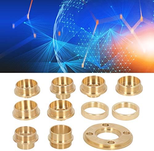 BTER Router Template Guide Set, 11pcs Solid Brass Template Guide Bushing Set, Portable Router Guide Bushing Kit with Carrying Case, Lock Nuts & Template Guide Adapter for Hinge Routing, Dovetailing