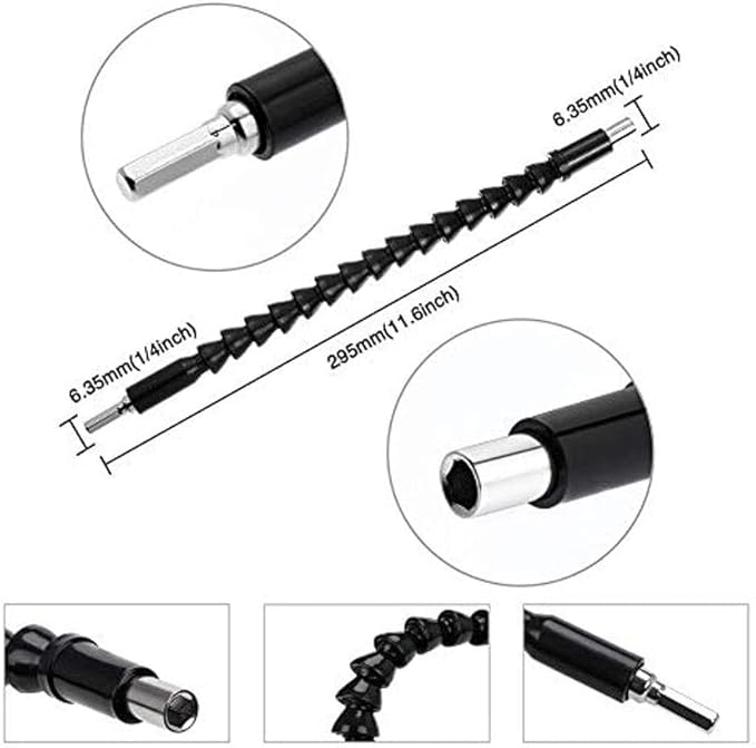 105 Degree Right Angle Driver Angle Extension Power Screwdriver Drill Attachment with 1/4 Drive 6mm Hex Bit Magnetic Drill Bit Socket Angled Bit Power Drill Tool and Soft Shaft