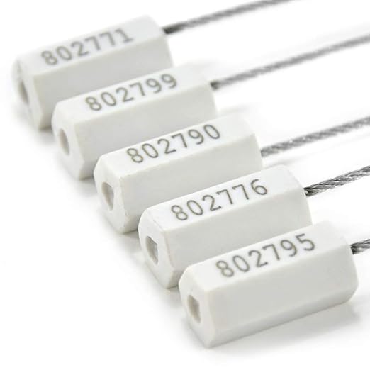Tamper Proof Security Cable Tags for Truck Trailer Pull-Tite Metal Shipping Seals Numbered Padlock Seals for Container(Pack of 500 pcs, White)