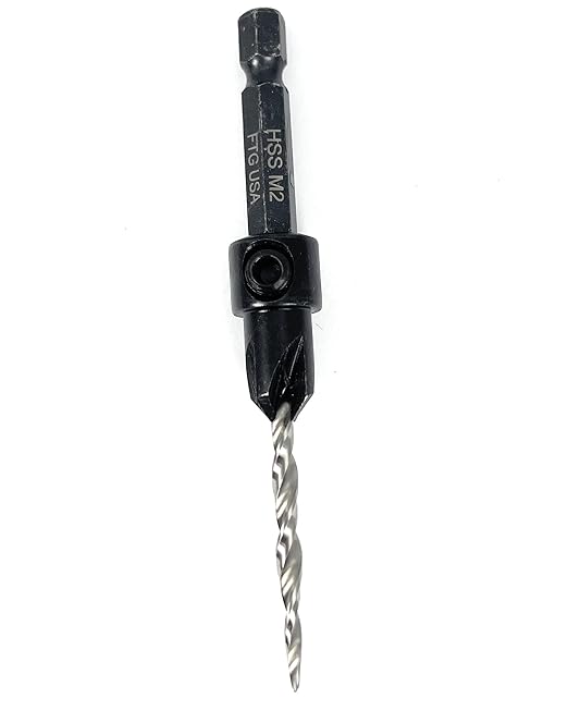 FTG USA Adjustable Wood Countersink Drill Bit #6 (9/64") with Tapered Drill Bit for Woodwork
