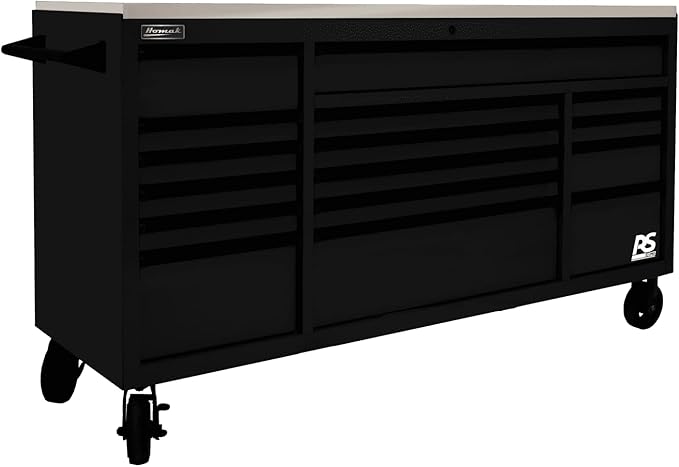 Homak 72” Roller Cabinet w/Stainless Steel Top RS Pro Workstation (Midnight Black)