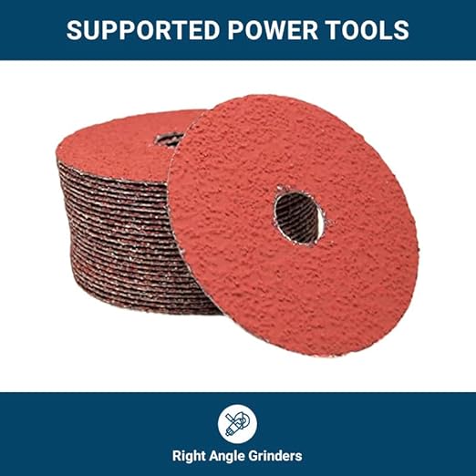 Benchmark Abrasives 4 1/2 Inch Sanding Discs Ceramic Resin Fiber Grinding Disc for Grinding, Stripping on Wood, Fiberglass, Metal, 7/8" Arbor Angle Grinder Sanding Disc, 25 Pack - 50 Grit