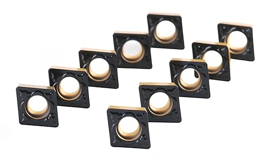 Accusize Industrial Tools Carbide Inserts Cvd Coating Ccmt32.52 Black/Yellow, 10 Pcs/Package, 2200-1016