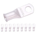 SELTERM 10pcs 4 AWG-1/4 Stud Tinned Copper Wire Lugs, Heavy Duty Battery Cable Ends,4 Guage Ring Terminals, UL Battery Lugs Marine Grade Copper Eyelets Electrical Battery Terminal Connectors