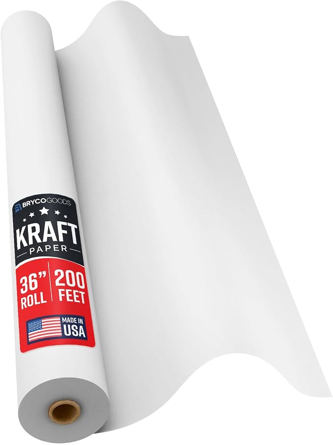 Bryco Goods 36" x 2400" White Kraft Paper Roll by BrycoGoods