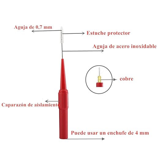 Test Probes Insulation Piercing Needle, Yosoo Sharp Stainless Steel Needle Tipped Tip Multimeter Probes Test Leads Flexible Silicon Back Probe Pin for Multimeters 1 Pair